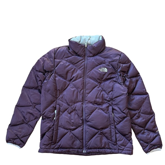 The North Face 550 Down Puffer Jacket Womens XL Purple Plum Diamond Quilted - Picture 1 of 13